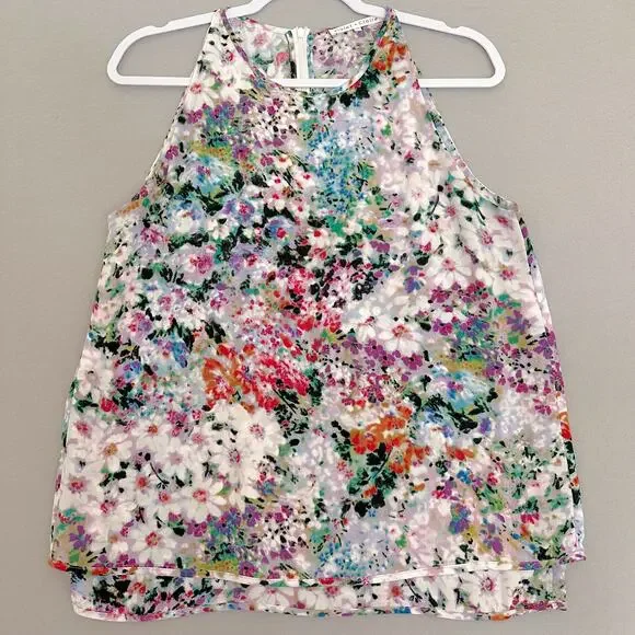 Violet & Claire Multicolored Watercolor Floral Layered Tank Sleeveless Blouse M - Picture 1 of 9